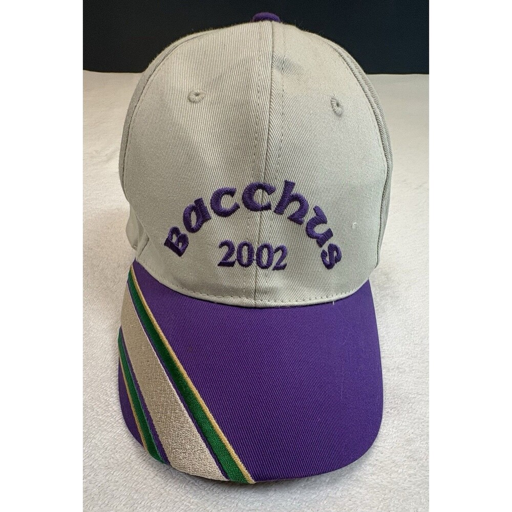 2002 Krewe of Bacchus Mardi Gras Hat Cap New Orleans Embroidered Adjustable EUC